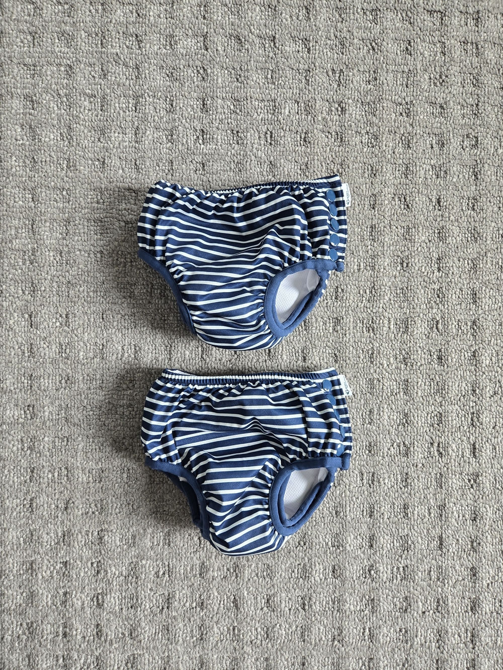 Set Of Striped Navy Swim Diapers With Snapps